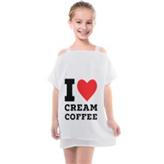 I Love Cream Coffee Kids  One Piece Chiffon Dress by ilovewhateva