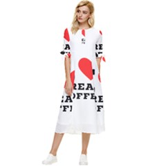 I Love Cream Coffee Bow Sleeve Chiffon Midi Dress by ilovewhateva