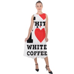 I Love White Coffee Midi Tie-back Chiffon Dress by ilovewhateva