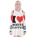 I love white coffee Velvet Long Sleeve Shoulder Cutout Dress View1