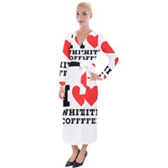 I Love White Coffee Velvet Maxi Wrap Dress by ilovewhateva