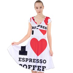 I Love Espresso Coffee Cap Sleeve Front Wrap Midi Dress by ilovewhateva