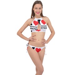 I Love Espresso Coffee Cross Front Halter Bikini Set by ilovewhateva