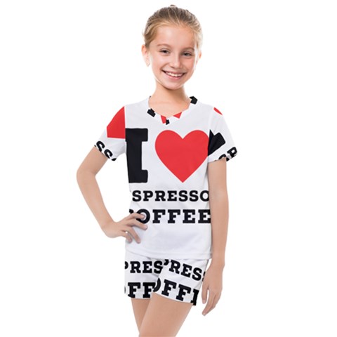 I Love Espresso Coffee Kids  Mesh Tee And Shorts Set by ilovewhateva