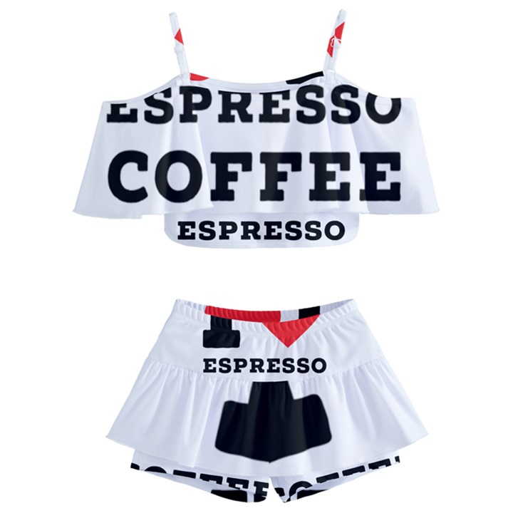 I love espresso coffee Kids  Off Shoulder Skirt Bikini