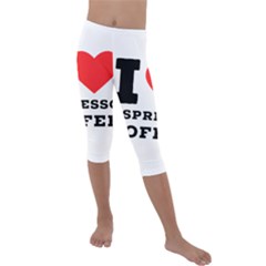 I Love Espresso Coffee Kids  Lightweight Velour Capri Leggings  by ilovewhateva