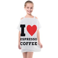 I Love Espresso Coffee Kids  One Piece Chiffon Dress by ilovewhateva