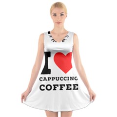 I Love Cappuccino Coffee V-neck Sleeveless Dress by ilovewhateva