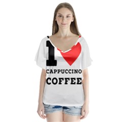 I Love Cappuccino Coffee V-neck Flutter Sleeve Top by ilovewhateva