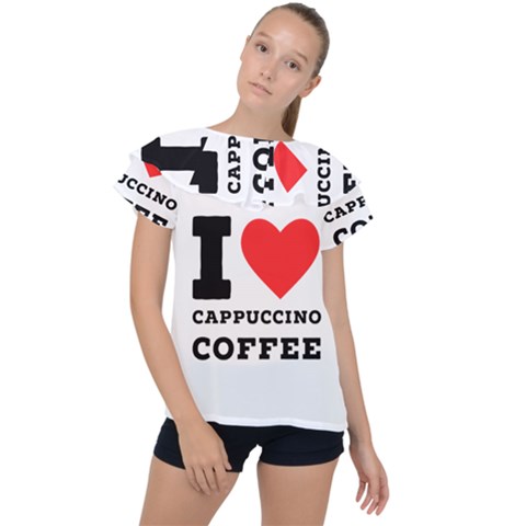 I Love Cappuccino Coffee Ruffle Collar Chiffon Blouse by ilovewhateva