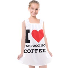 I Love Cappuccino Coffee Kids  Cross Back Dress by ilovewhateva