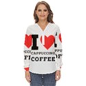 I love cappuccino coffee Zip Up Long Sleeve Blouse View1