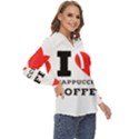 I love cappuccino coffee Zip Up Long Sleeve Blouse View3