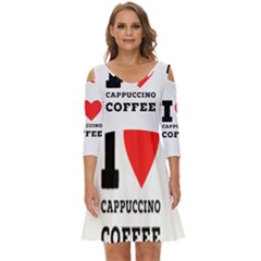 I Love Cappuccino Coffee Shoulder Cut Out Zip Up Dress by ilovewhateva