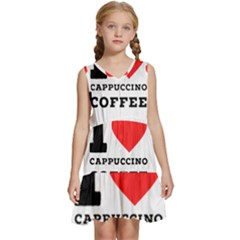 I Love Cappuccino Coffee Kids  Sleeveless Tiered Mini Dress by ilovewhateva