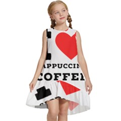 I Love Cappuccino Coffee Kids  Frill Swing Dress by ilovewhateva