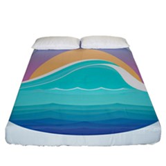 Tsunami Tidal Wave Minimalist Logo Ocean Sea Fitted Sheet (california King Size) by Wav3s