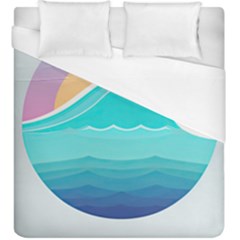 Tsunami Tidal Wave Minimalist Logo Ocean Sea Duvet Cover (King Size)