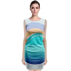 Tsunami Tidal Wave Minimalist Logo Ocean Sea Classic Sleeveless Midi Dress