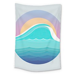 Tsunami Tidal Wave Minimalist Logo Ocean Sea Large Tapestry