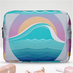 Tsunami Tidal Wave Minimalist Logo Ocean Sea Make Up Pouch (Large)