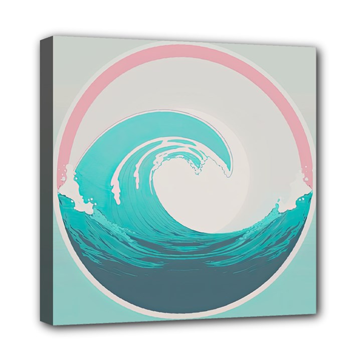 Waves Tidal Ocean Sea Tsunami Wave Minimalist Mini Canvas 8  x 8  (Stretched)