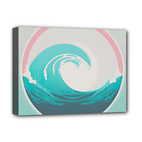 Waves Tidal Ocean Sea Tsunami Wave Minimalist Deluxe Canvas 16  x 12  (Stretched) 