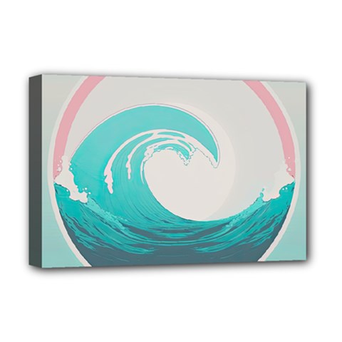 Waves Tidal Ocean Sea Tsunami Wave Minimalist Deluxe Canvas 18  x 12  (Stretched)