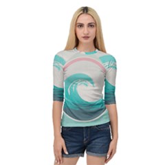 Waves Tidal Ocean Sea Tsunami Wave Minimalist Quarter Sleeve Raglan Tee