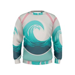 Waves Tidal Ocean Sea Tsunami Wave Minimalist Kids  Sweatshirt