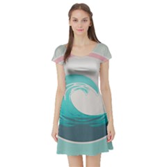 Waves Tidal Ocean Sea Tsunami Wave Minimalist Short Sleeve Skater Dress