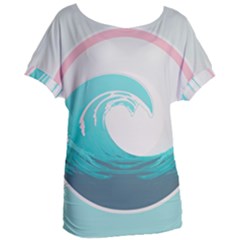 Waves Tidal Ocean Sea Tsunami Wave Minimalist Women s Oversized Tee