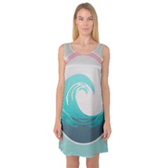 Waves Tidal Ocean Sea Tsunami Wave Minimalist Sleeveless Satin Nightdress