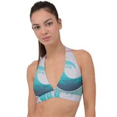 Waves Tidal Ocean Sea Tsunami Wave Minimalist Halter Plunge Bikini Top