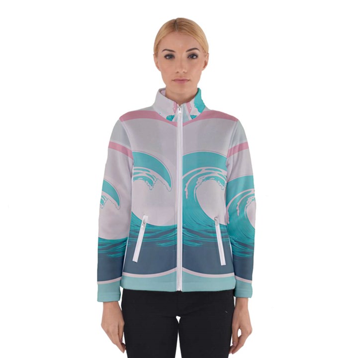 Waves Tidal Ocean Sea Tsunami Wave Minimalist Women s Bomber Jacket