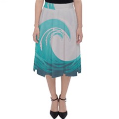 Waves Tidal Ocean Sea Tsunami Wave Minimalist Classic Midi Skirt