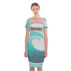 Waves Tidal Ocean Sea Tsunami Wave Minimalist Classic Short Sleeve Midi Dress