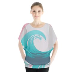 Waves Tidal Ocean Sea Tsunami Wave Minimalist Batwing Chiffon Blouse