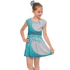 Waves Tidal Ocean Sea Tsunami Wave Minimalist Kids  Cap Sleeve Dress