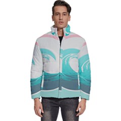 Waves Tidal Ocean Sea Tsunami Wave Minimalist Men s Puffer Bubble Jacket Coat