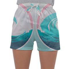 Waves Tidal Ocean Sea Tsunami Wave Minimalist Sleepwear Shorts