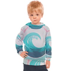 Waves Tidal Ocean Sea Tsunami Wave Minimalist Kids  Hooded Pullover