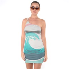 Waves Tidal Ocean Sea Tsunami Wave Minimalist One Shoulder Ring Trim Bodycon Dress