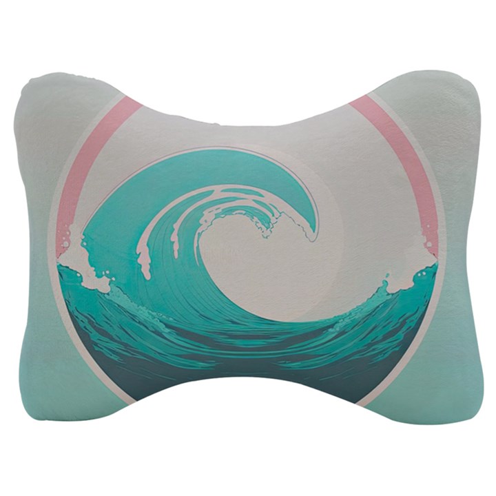 Waves Tidal Ocean Sea Tsunami Wave Minimalist Velour Seat Head Rest Cushion