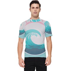 Waves Tidal Ocean Sea Tsunami Wave Minimalist Men s Short Sleeve Rash Guard