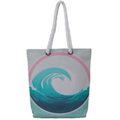 Waves Tidal Ocean Sea Tsunami Wave Minimalist Full Print Rope Handle Tote (Small)