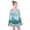 Waves Tidal Ocean Sea Tsunami Wave Minimalist Kids  Long Sleeve Dress View1