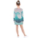 Waves Tidal Ocean Sea Tsunami Wave Minimalist Kids  Long Sleeve Dress View2