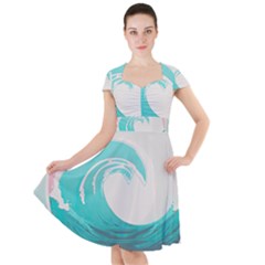 Waves Tidal Ocean Sea Tsunami Wave Minimalist Cap Sleeve Midi Dress