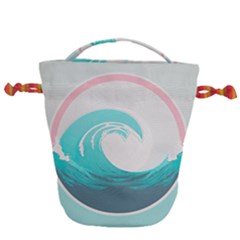 Waves Tidal Ocean Sea Tsunami Wave Minimalist Drawstring Bucket Bag